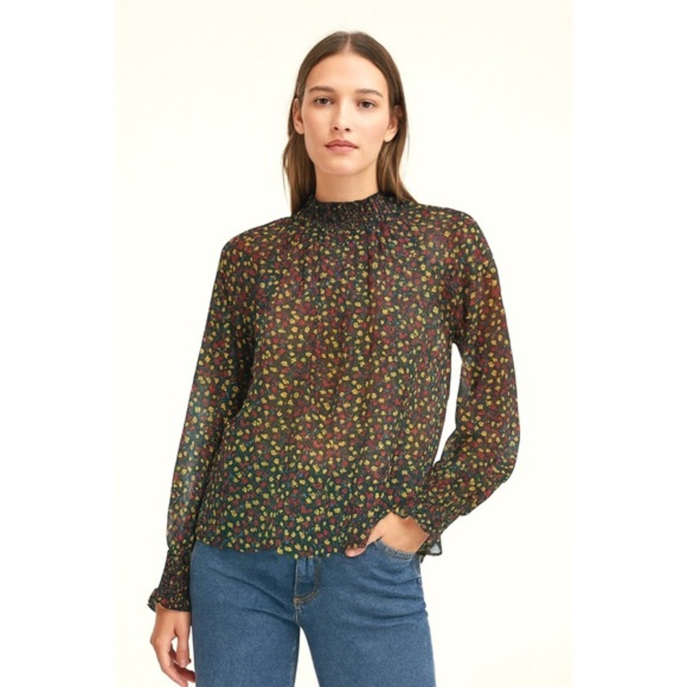 GAP Floral Print Mock Neck Long Sleeve BlouseTop S Soft Femininity Fairy 56-07‎